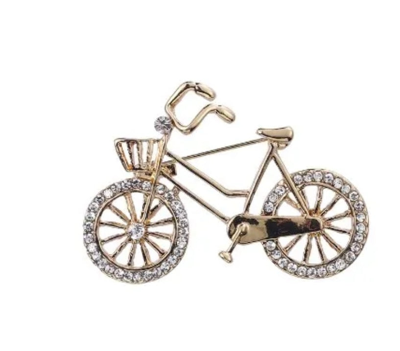 Jeweled Bicycle Brooch
