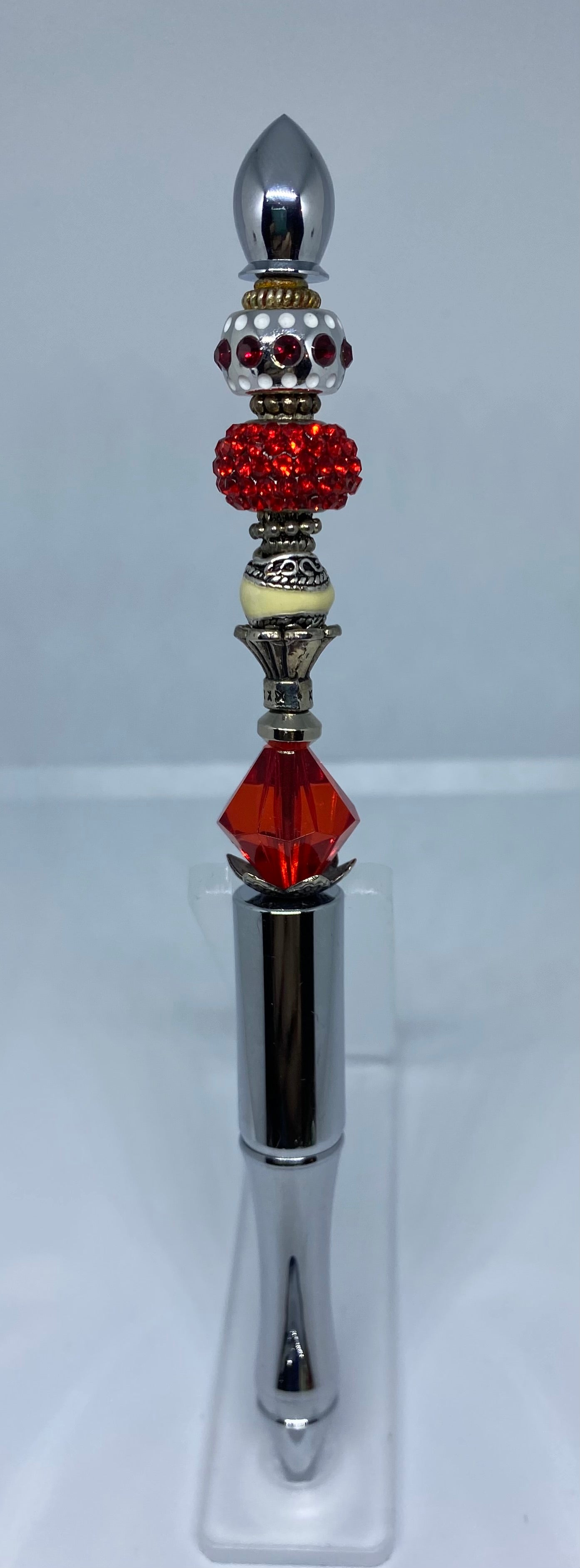 Write In Style! Silver Pen, Silver & Red Accents. New