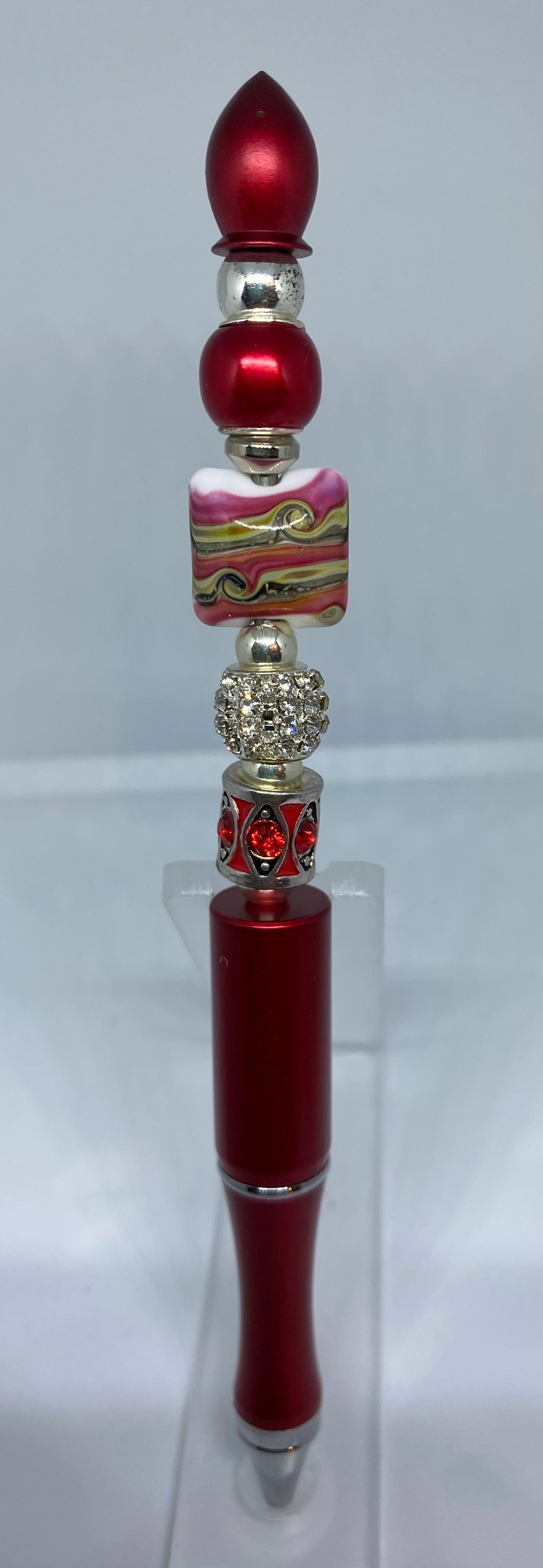 Write In Style! Ruby Red Pen, Red Bling Accents. New