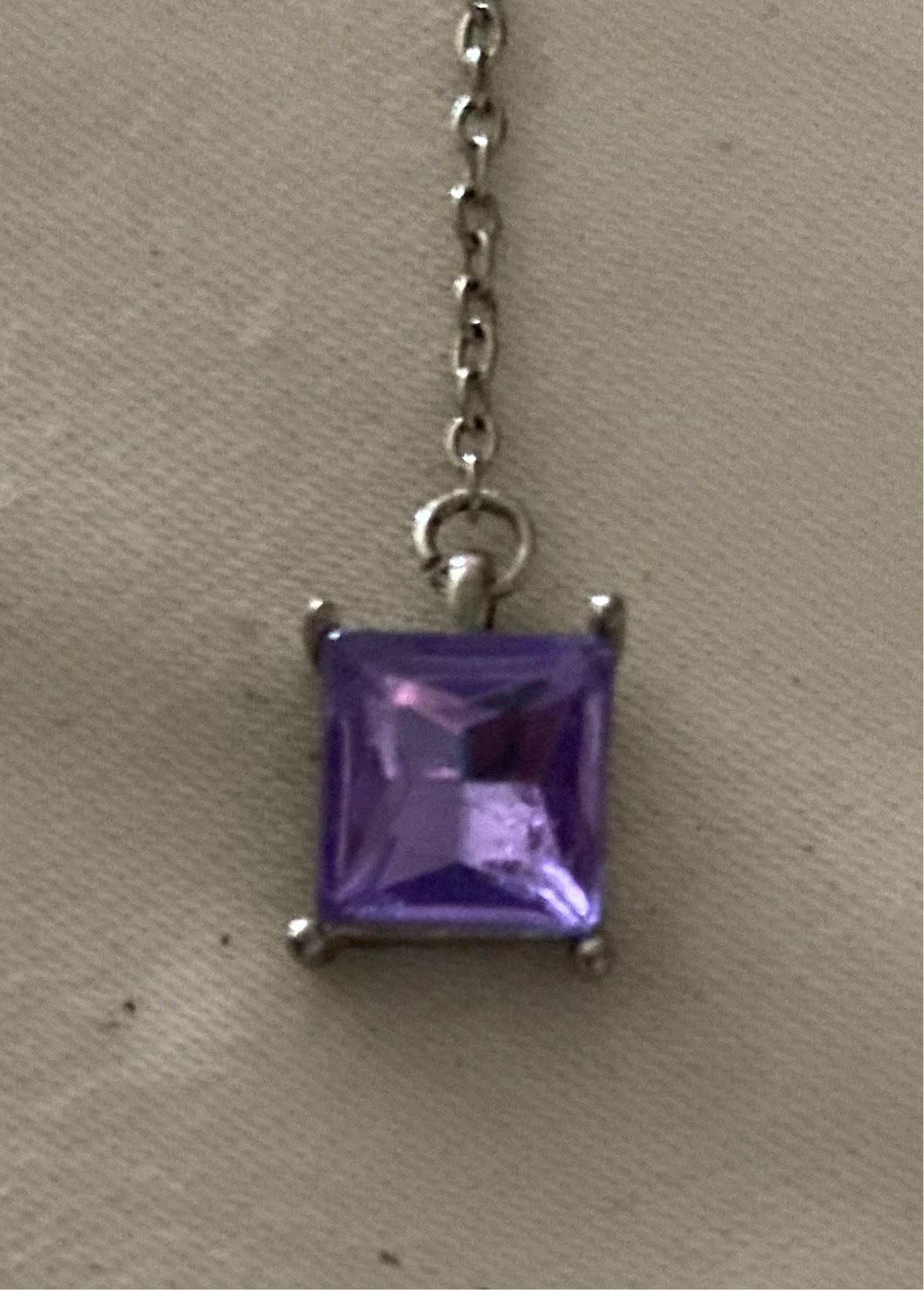 Vintage Sterling Silver Lariat Style W/Amethyst Drop