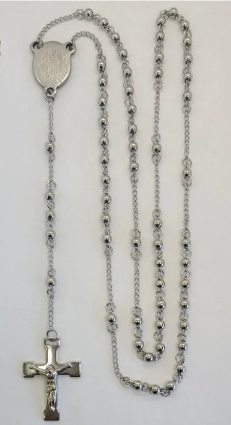 Rosary Necklace Stainless Steel 26”