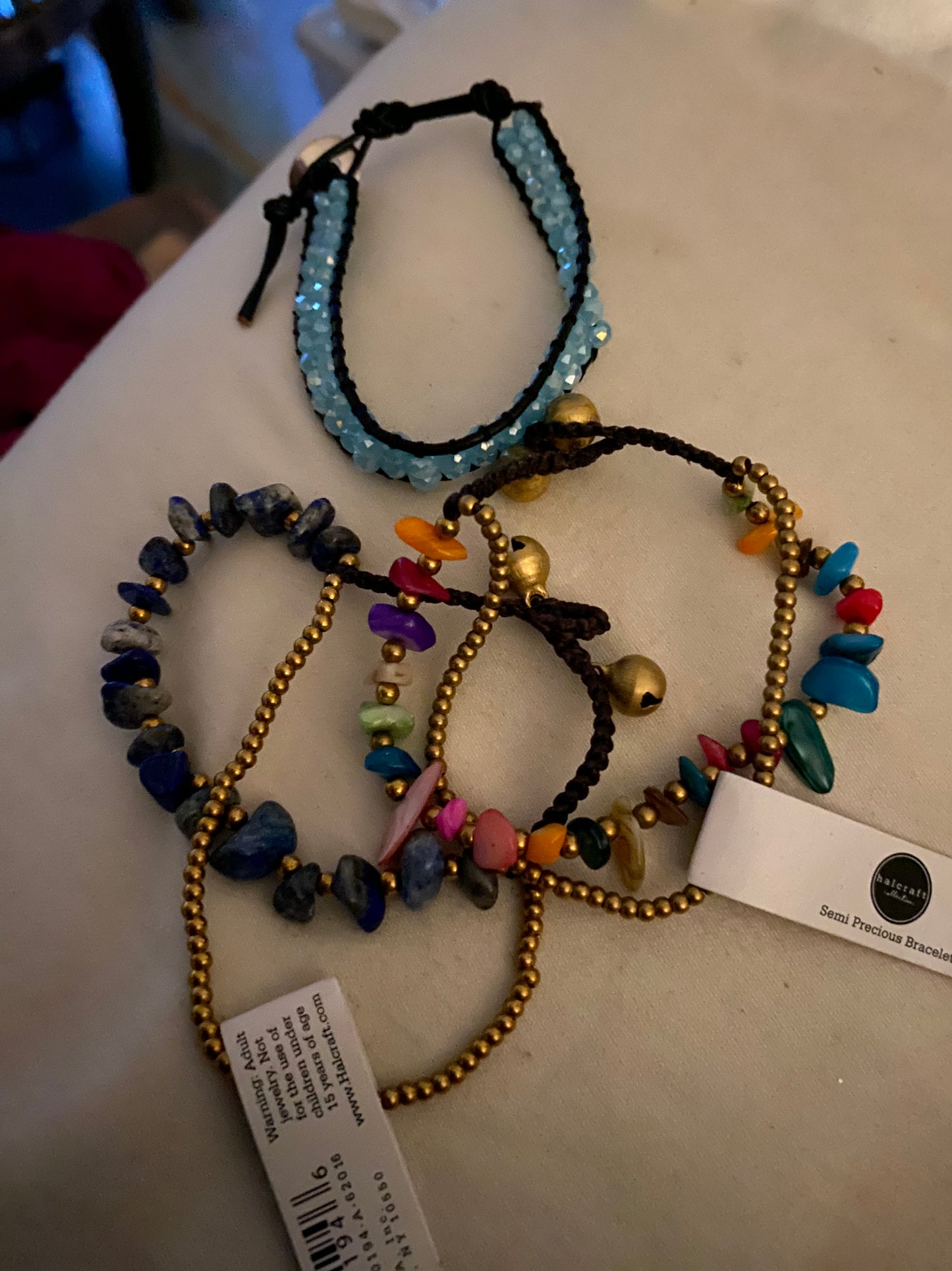 Set of 3 Bracelets Turquoise Bead Accents