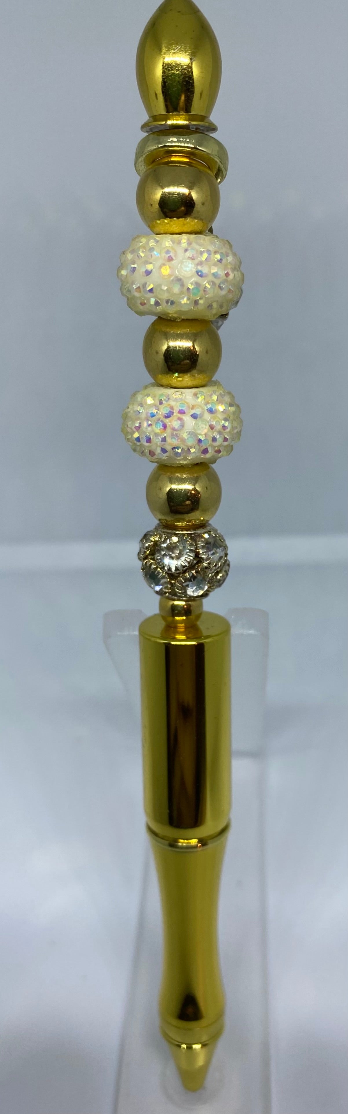 Write In Style! Gold Pen, Rhinestone & Gold Accents. New
