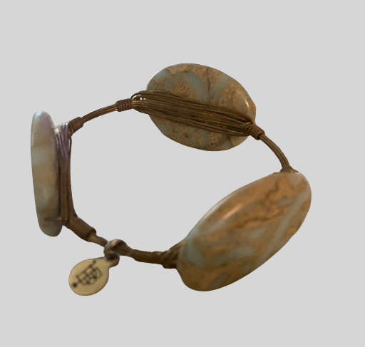 Vintage Bourbon & Bow ties Stone Bracelet With Wire
Wrapping