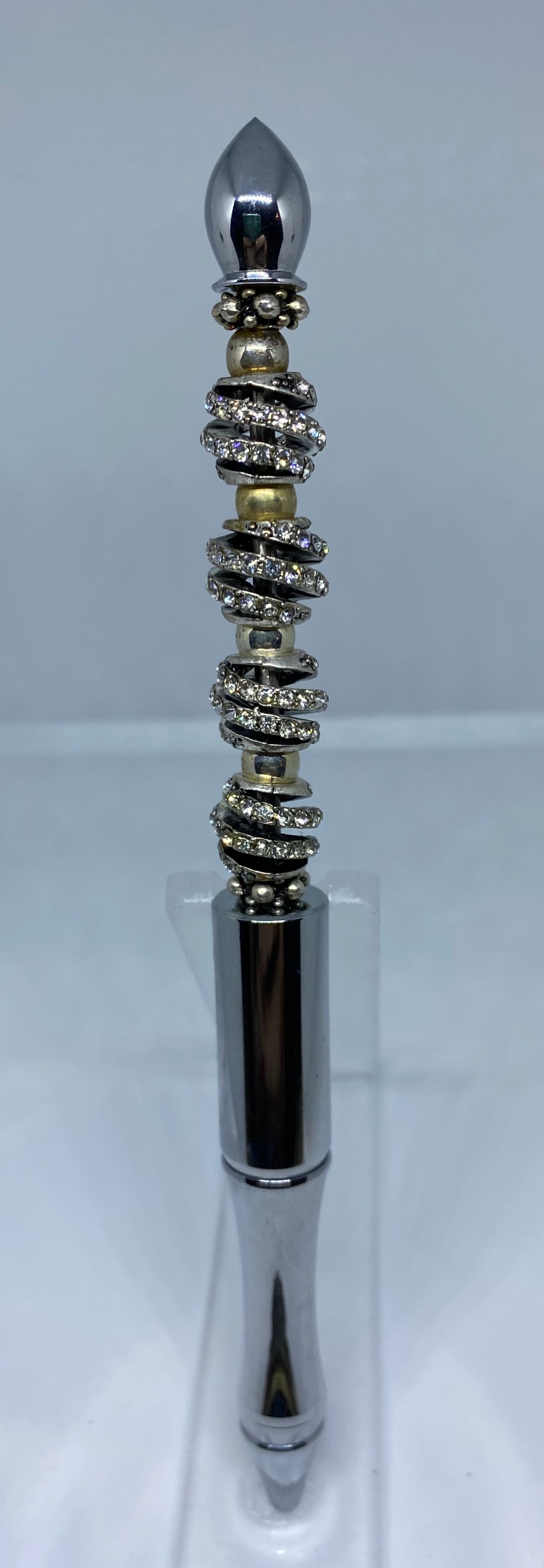 Write In Sparkle! Silver Pen, Stunning Silver & Black Rhinestone Beads. New