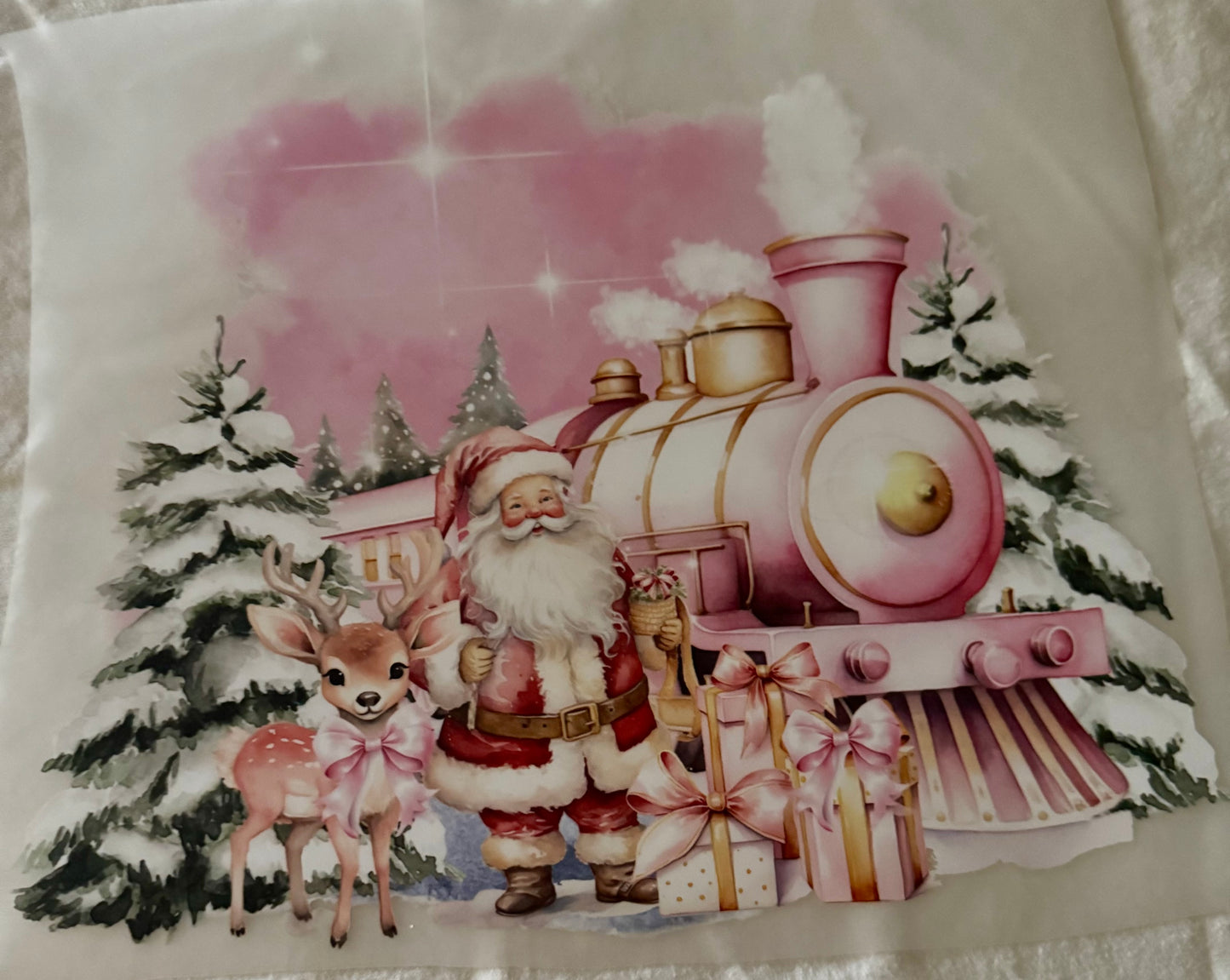 Large Shirt Transfer Pink Santa Train CH-024
