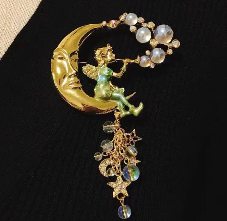 Fairy On The Moon Brooch