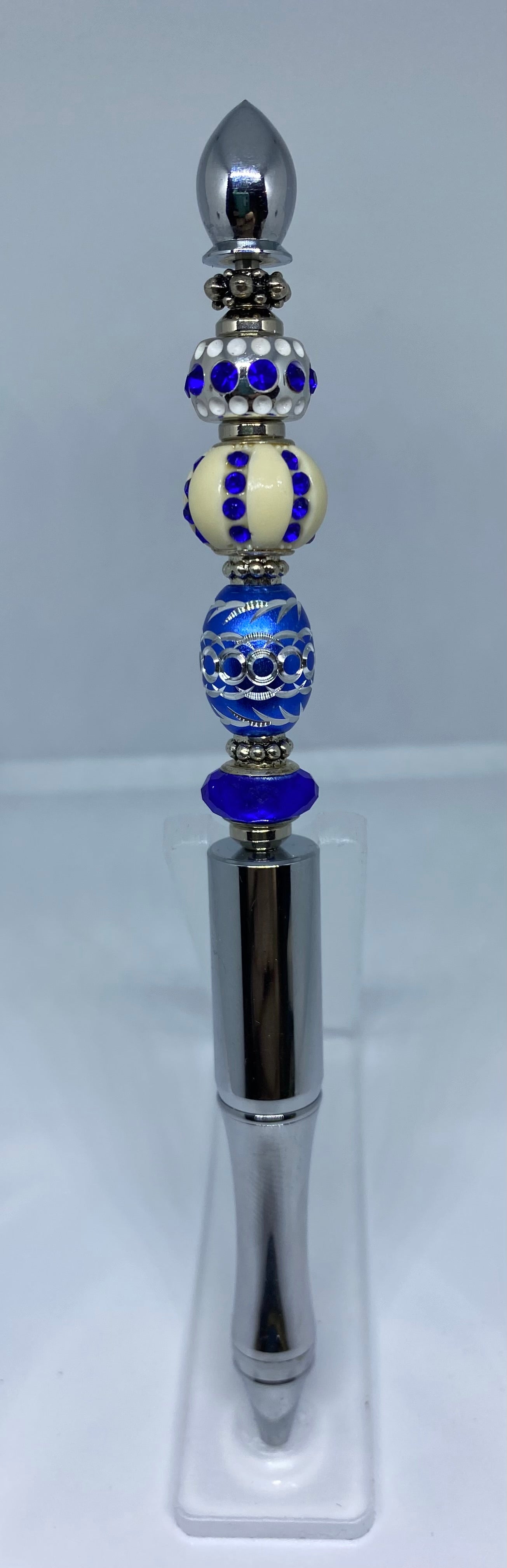 Write In Style! Gorgeous Silver Pen With Ice Blue & Silver Accents. New