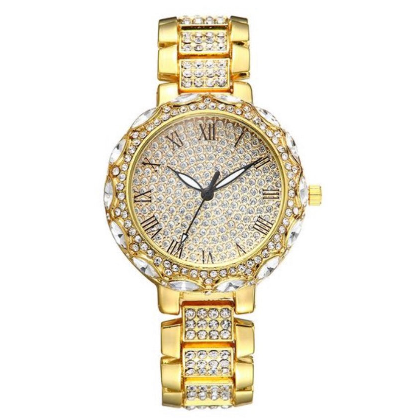 Goldtone & Rhinestone Watch