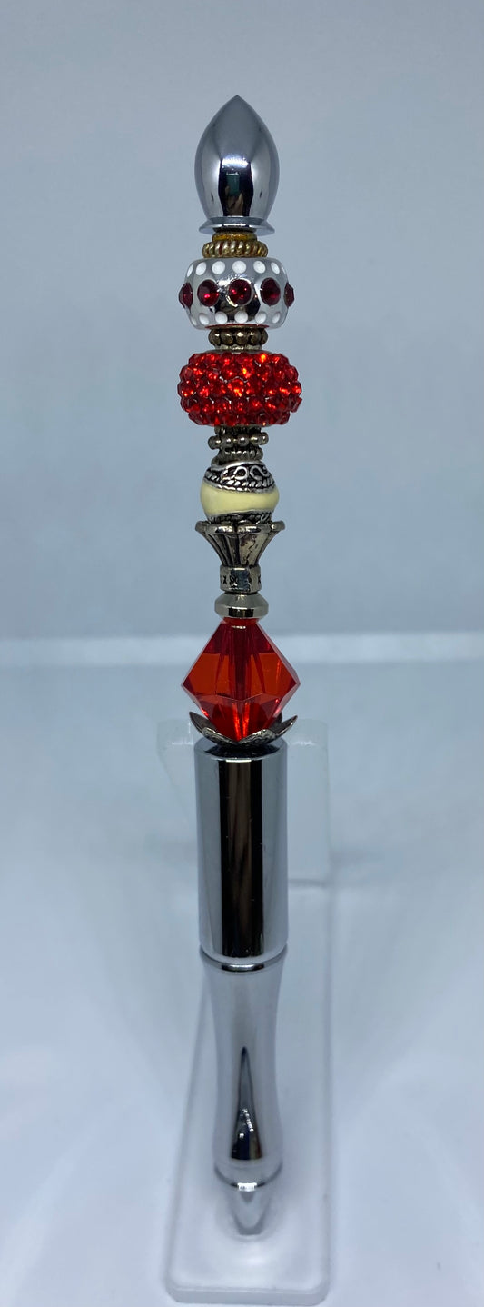 Write In Style! Silver Pen, Silver & Red Accents. New