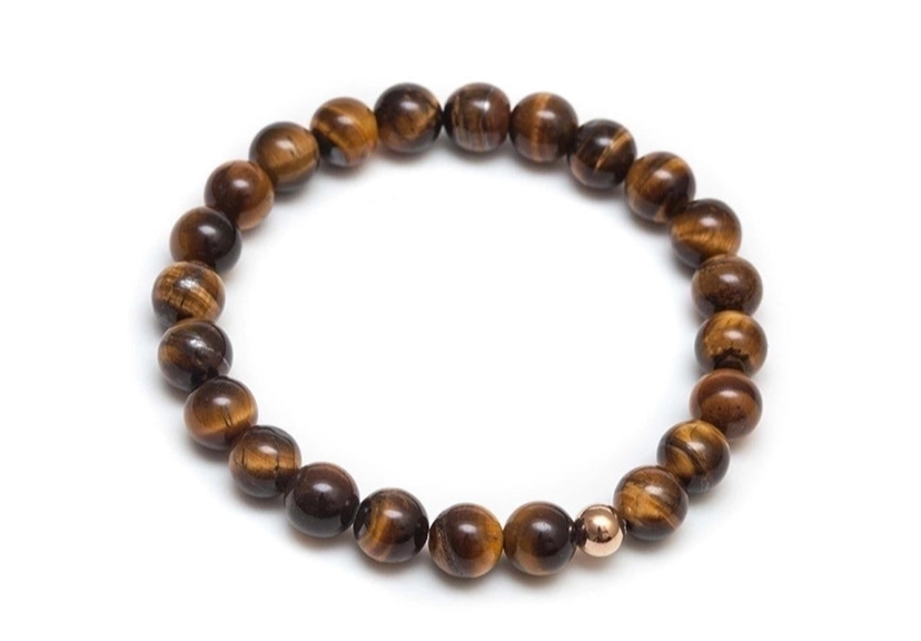 Natural Stone Bracelet. Tiger Eye W/Copper Bead.