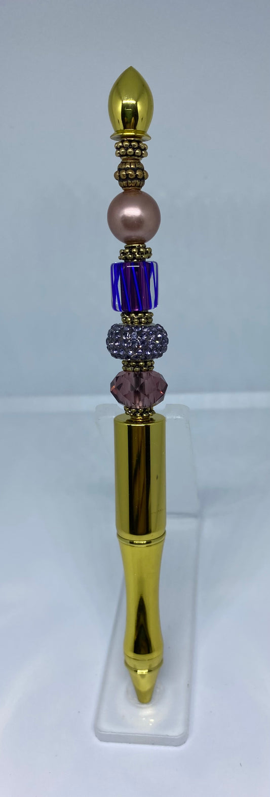 Write In Style! Gold Pen with Violet Accents. New