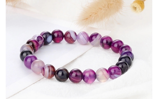 Natural Stone Bracelet, Purple Agate