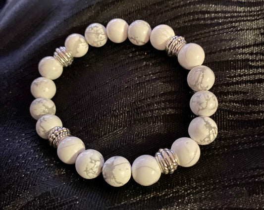 White Howlite Natural Stone & Silver Spacers