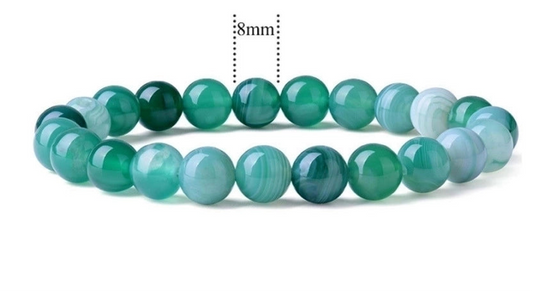 Fashion Round Natural Stone Beaded Bracelet Green Agate