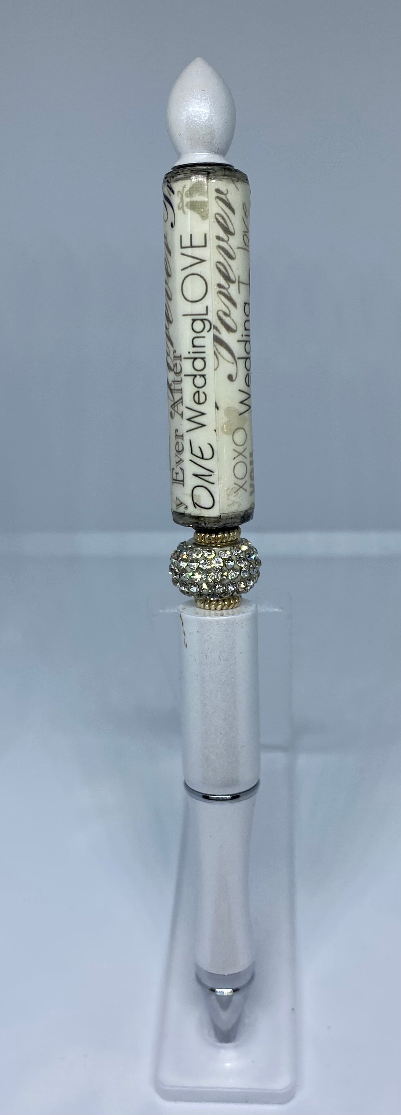 Sign Your Guestbook In Style! White Pen, Beautiful White & Silver “Wedding” Tube Bead. New.