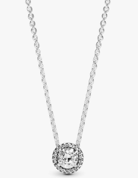 PANDORA Round Sparkle Halo Necklace - Adjustable with Lobster Clasp - Sterling Silver & Cubic Zirconia