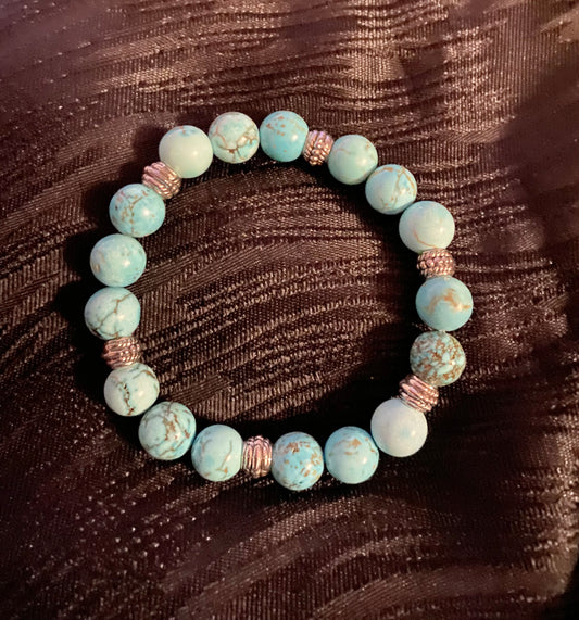 Turquoise Natural Stone & Silver Spacer Beads.