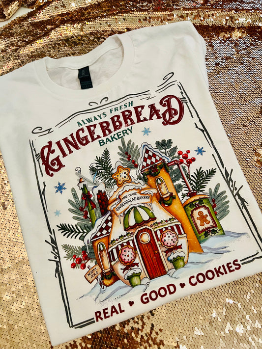 The Gingerbread Bakery In All It’s Glory! Size LG White Shirt