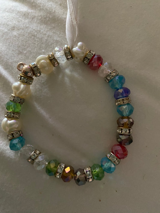 Vintage Multicolored Swarovski Crystal  elasticized bracelets.