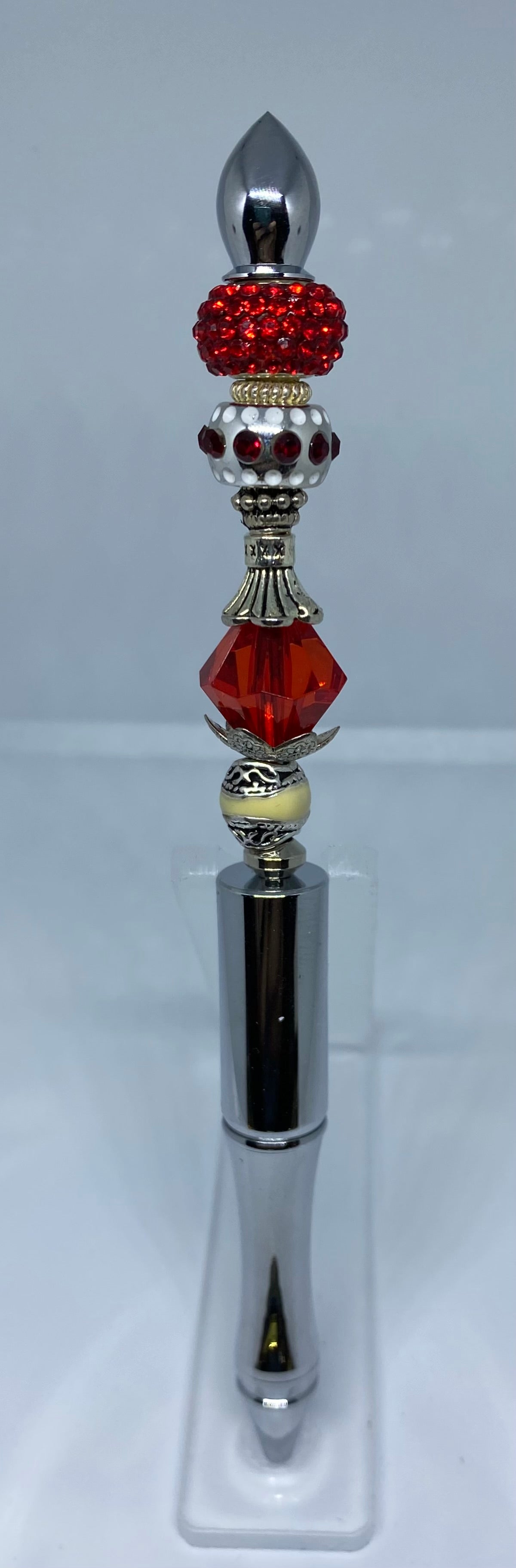 Write In Style! Silver Pen, Red, White & Silver Accents. New