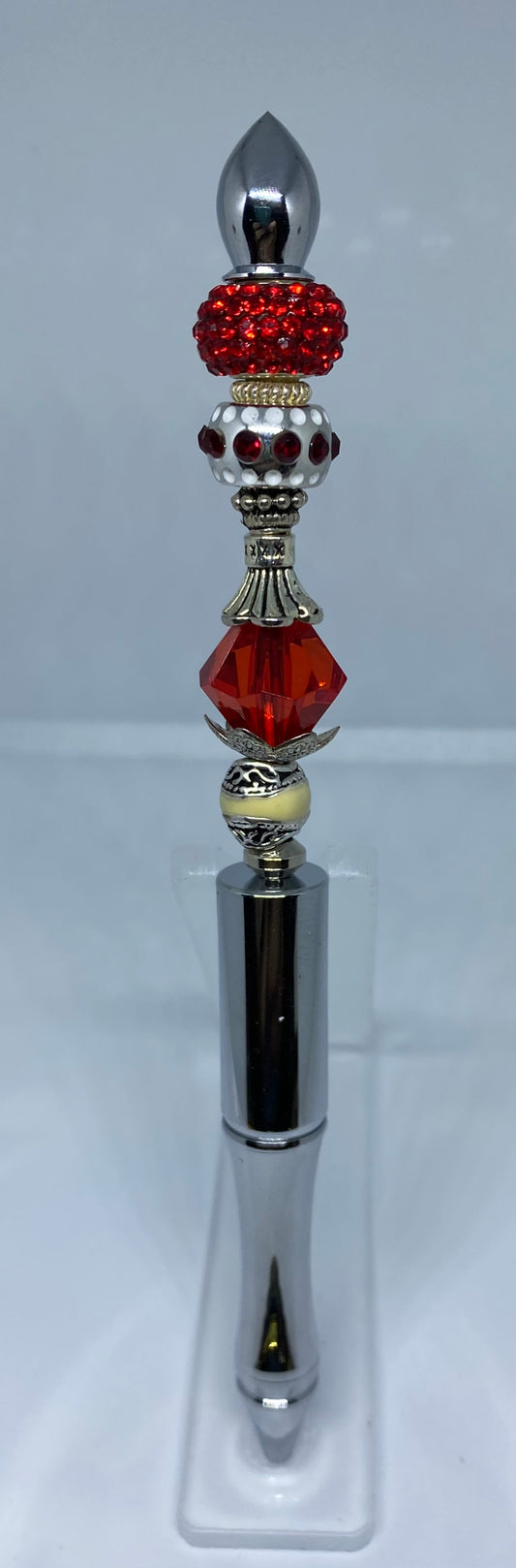 Write In Style! Silver Pen, Red, White & Silver Accents. New