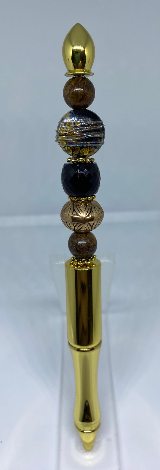 Write In Style! Gold Pen, Brown, Black & Gold Accents. New