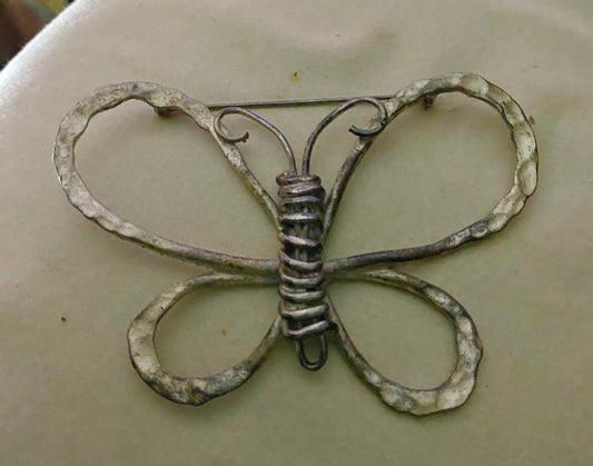 Large Vintage Wire Wrapped Butterfly Brooch