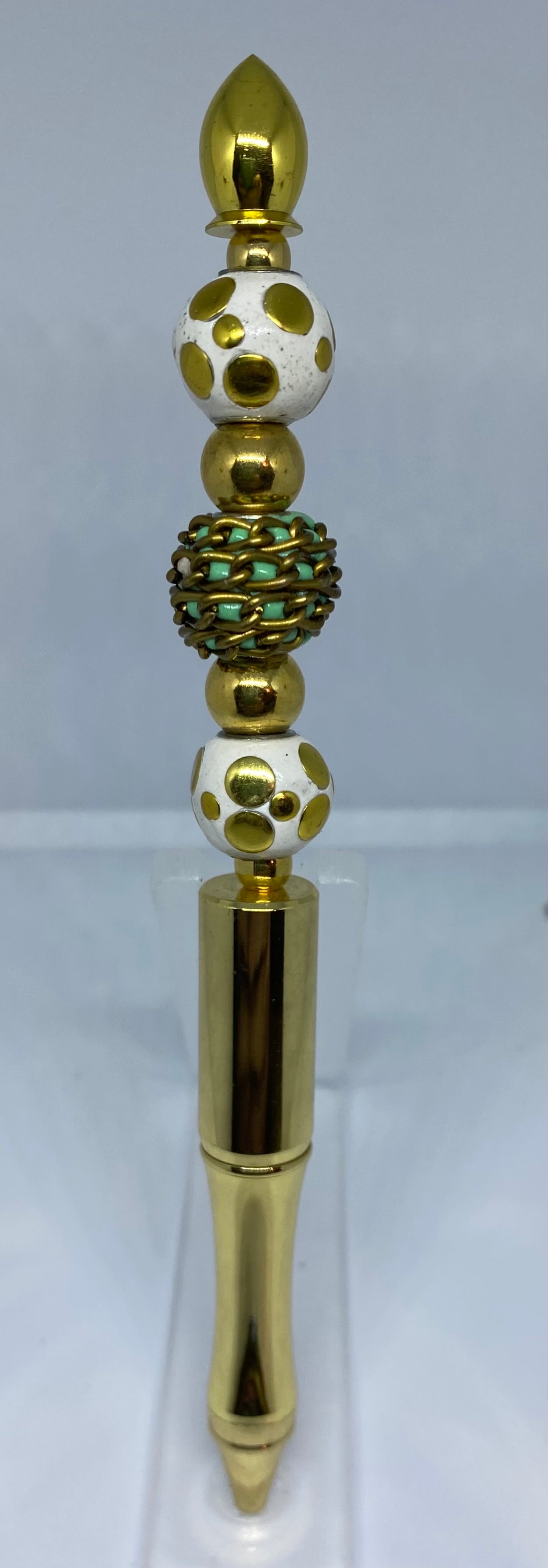 Write in Style! Gold Pen, Gold & Aqua Accents New!
