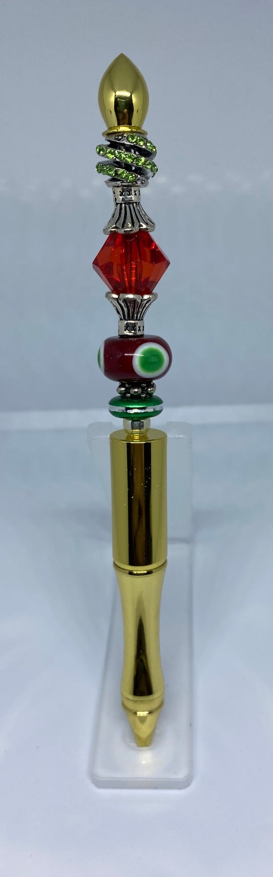 Write In Style! Gold Pen, Red, Green & Gold Accents. New