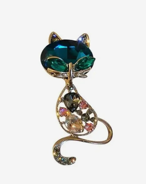 Turquoise Cat Brooch