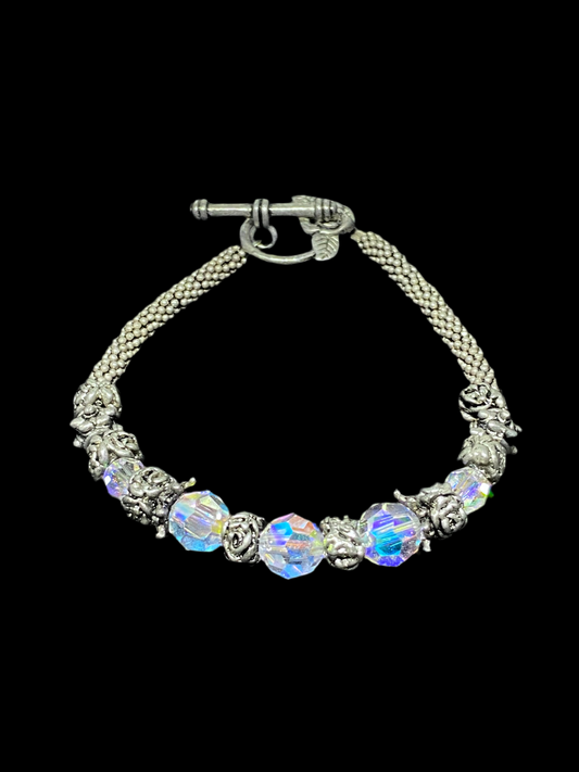 Stunning Sterling Silver & Swarovski AB Crystal Bracelet