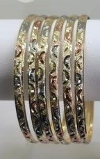 Laminated Gold Three Tone Bangles Set of 6