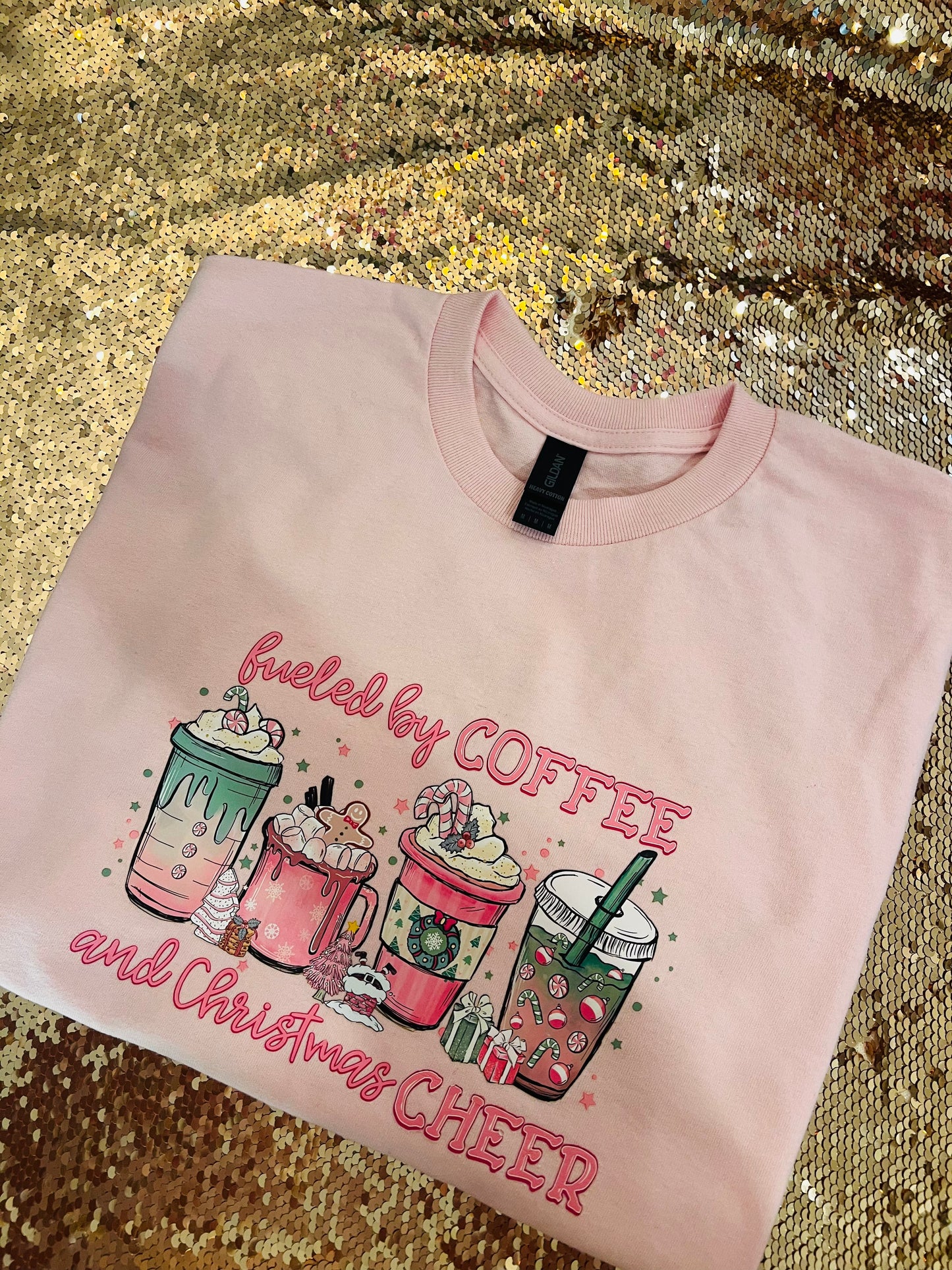 Fueled By Coffee! Size Med Pink Shirt