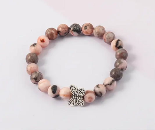 Butterfly Bracelet Natural Stone Pink