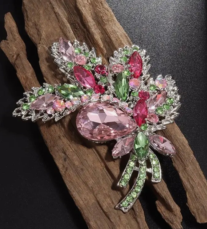 Pink & Green Rhinestone Bouquet