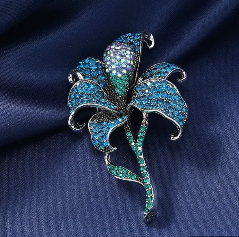 Blue Flower Brooch