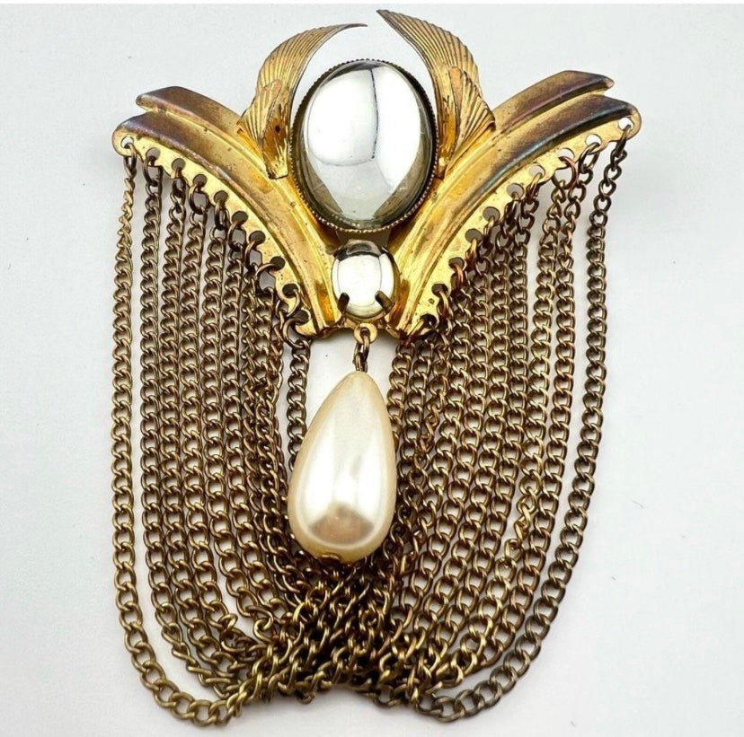 Vintage Gold Tone Art Deco Brooch