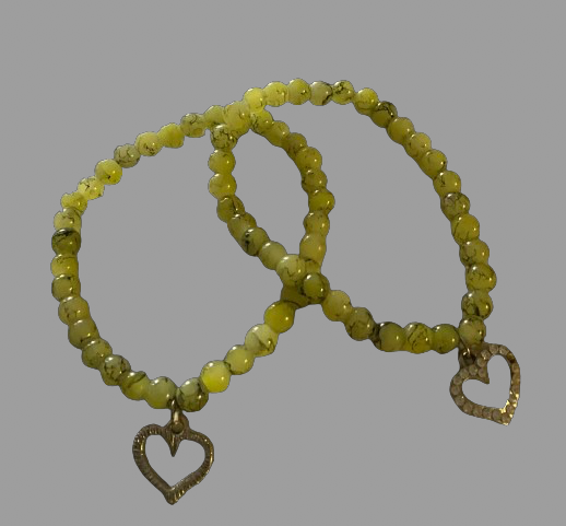 Vintage Assorted Peridot and Yellow Swirl Beaded Bracelets