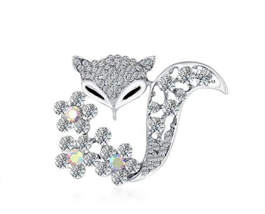 Silver Rhinestone Fox