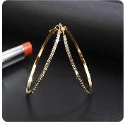 Large Goldtone & Rhinestone Hoops