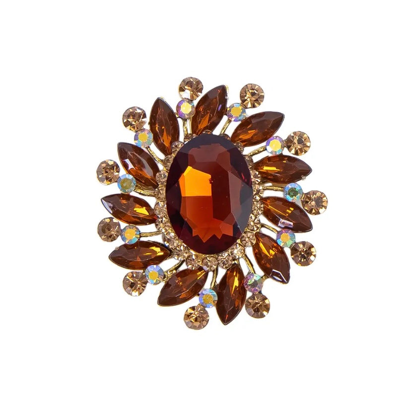 Amber Jeweled Brooch