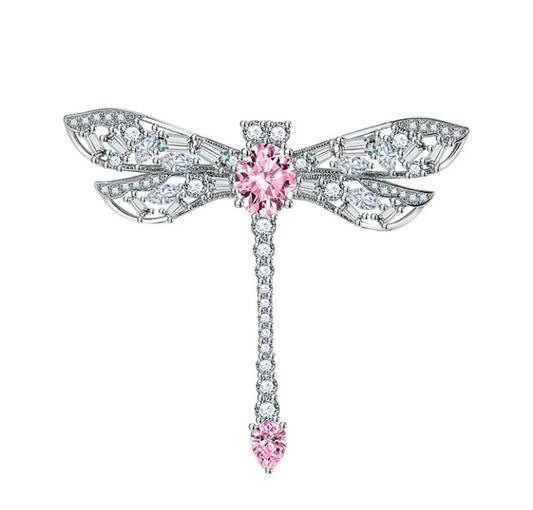 Pink/Silver Dragonfly Brooch