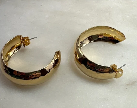 Vintage Avon Hammered Hoops Pierced Earrings