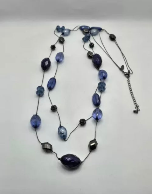 New York Company Jewelry
Large Blue & Gun Metal Beaded
Necklace