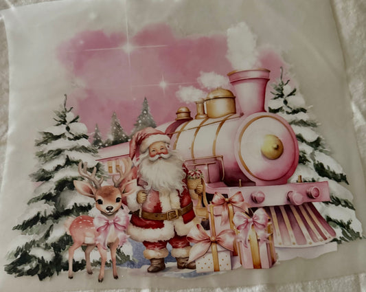 Large Shirt Transfer Pink Santa Train CH-024