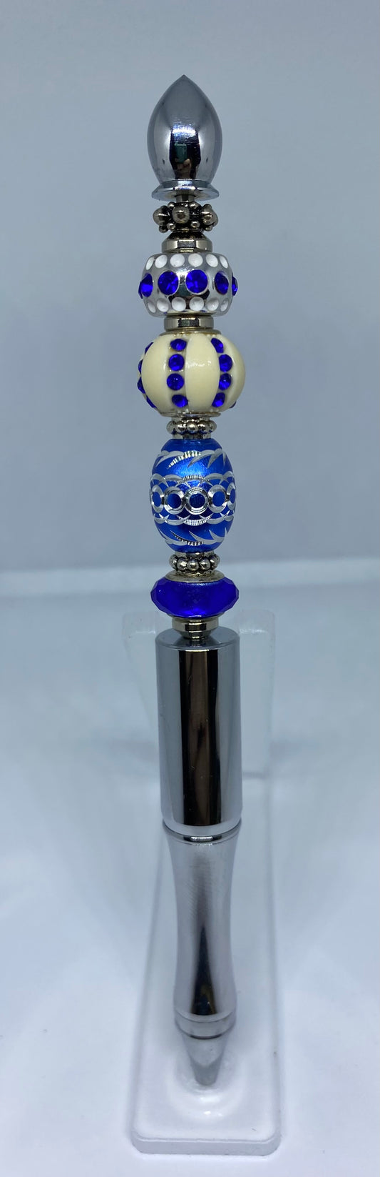 Write In Style! Gorgeous Silver Pen With Ice Blue & Silver Accents. New