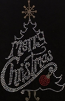 Christmas Tree Silver Rhinestone Transfer RS-CT-Silver