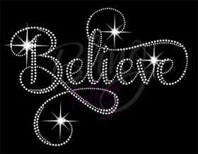 Believe Rhinestone Silver Transfer RS-Believe